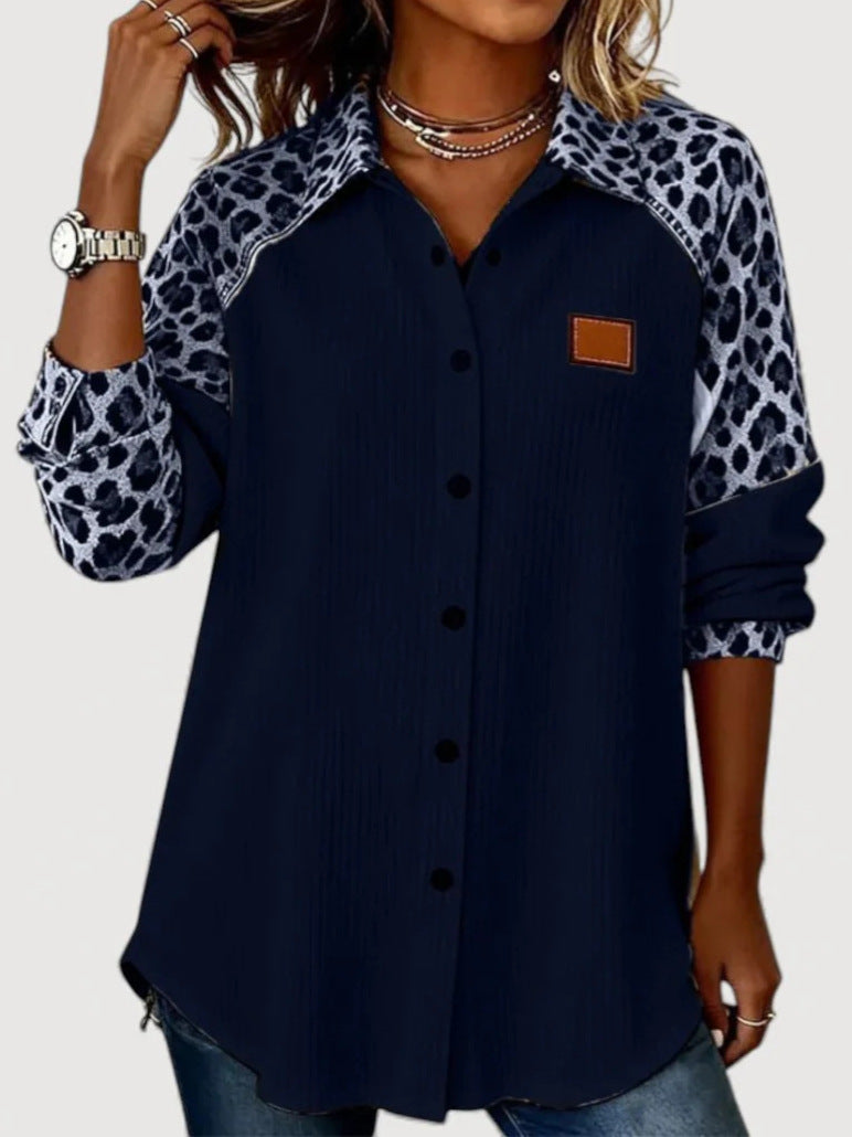 Women’s Fashion Long Sleeve Shirt with Animal Print