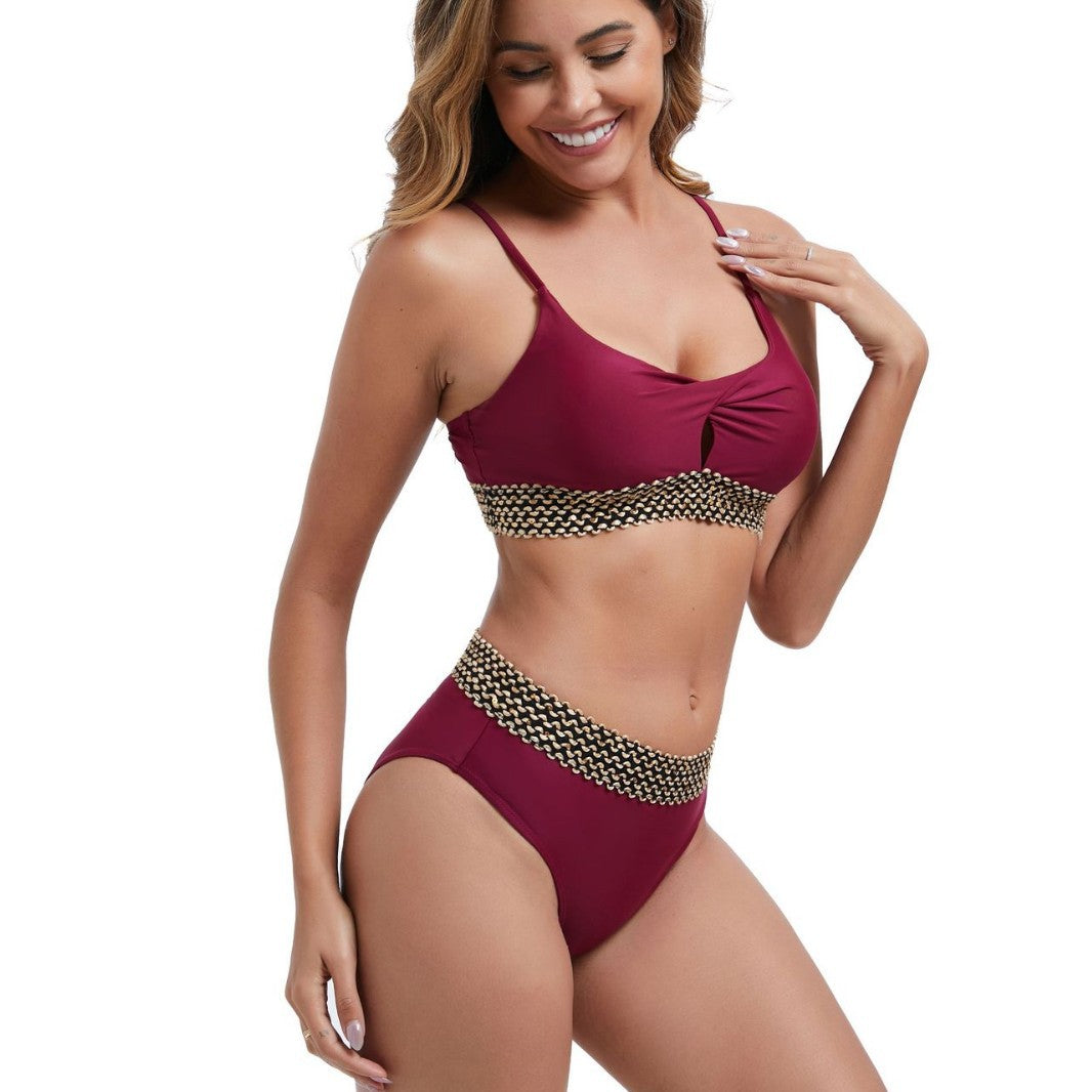 Women's high-waisted bikini set with decorative knot detail Mune Fashion