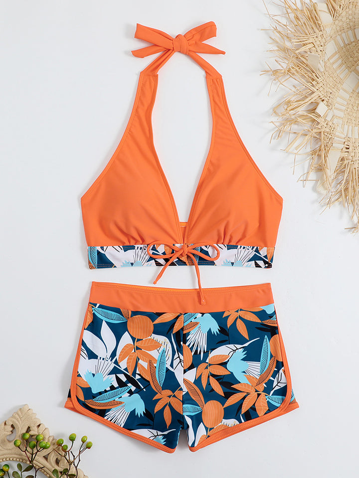 Women's sporty bikini set with adjustable halter top and shorts Mune Fashion