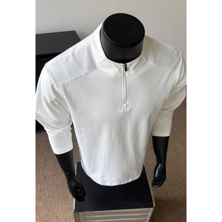 Men's sporty long sleeve top with stand-up collar and zipper Mune Fashion