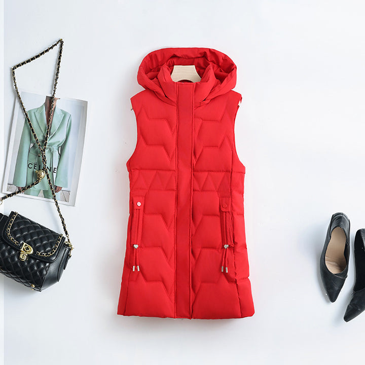 Women's nano thermal quilted vest with hood, drawstring, and concealed zipper Mune Fashion