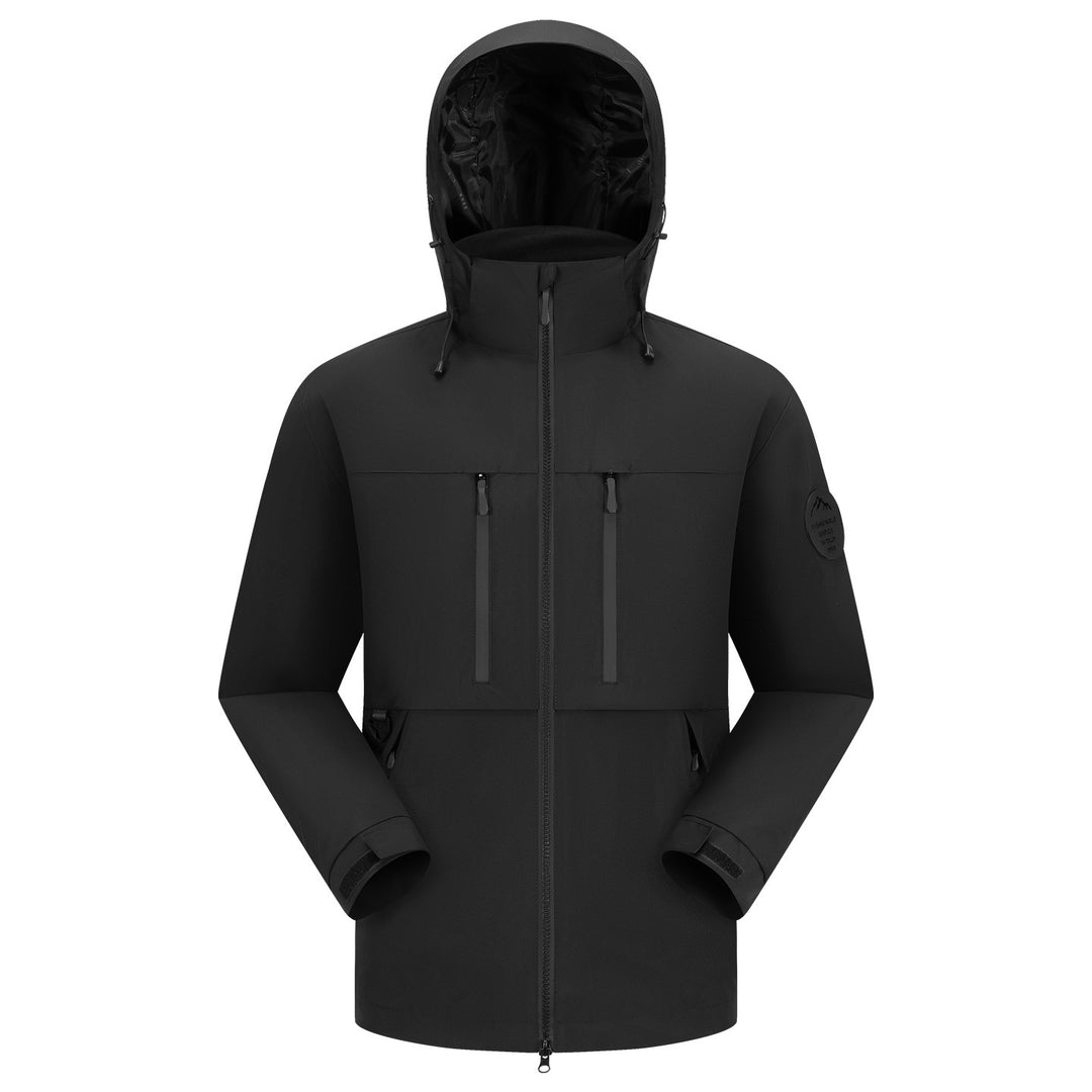 Men's Waterproof Breathable Softshell Outdoor Jacket with Adjustable Hood Mune Fashion