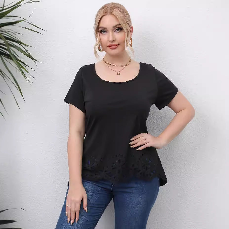 Ladies top with floral hole pattern Mune Fashion