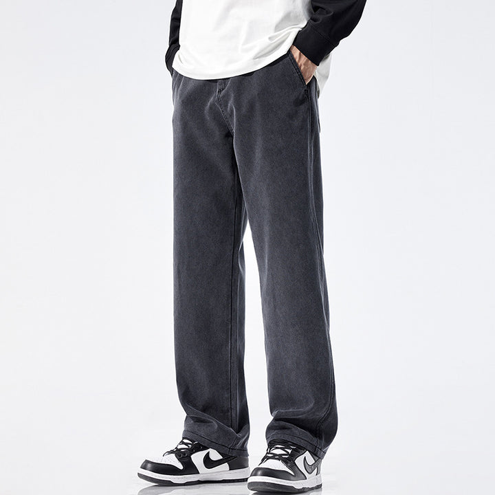 Men's Loose Fit Jeans with Vintage Wash and Straight Leg Mune Fashion