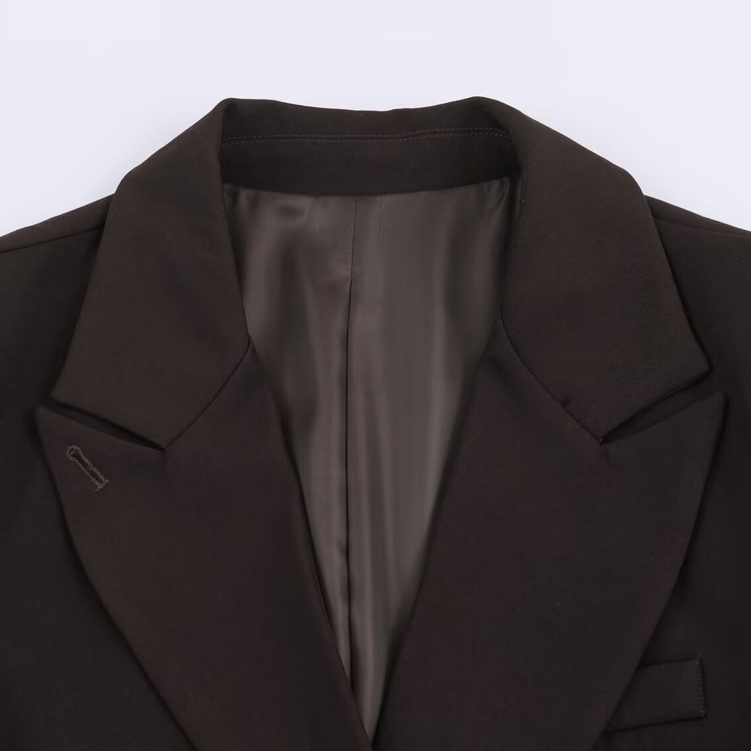 Women's Tailored Longline Blazer with Notched Lapel and One-Button Closure Mune Fashion