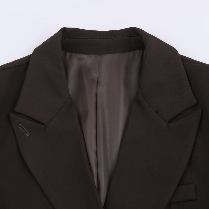 Women's Tailored Longline Blazer with Notched Lapel and One-Button Closure Mune Fashion