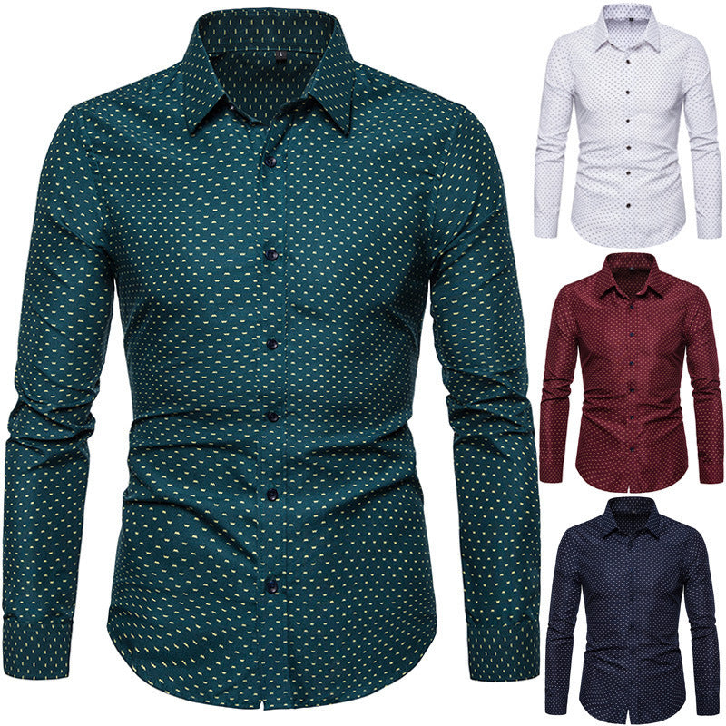 Men's patterned tailored long-sleeve shirt with Kent collar and stretch Mune Fashion