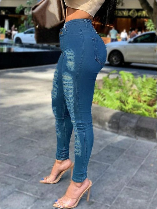 Women's sculpting high-waist skinny jeans with intense ripped front and super stretch Mune Fashion
