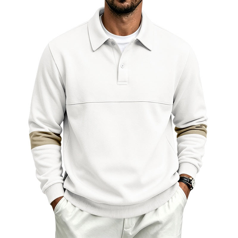 Men's polo shirt sweater with chest seam and contrast stripes on the sleeves Mune Fashion