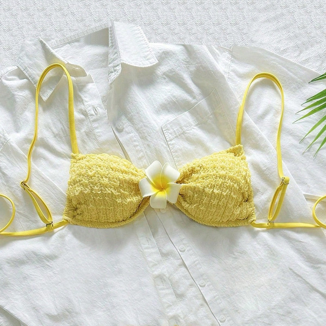 Women's High-Cut Bikini Bottom with Textured Ruffles Mune Fashion