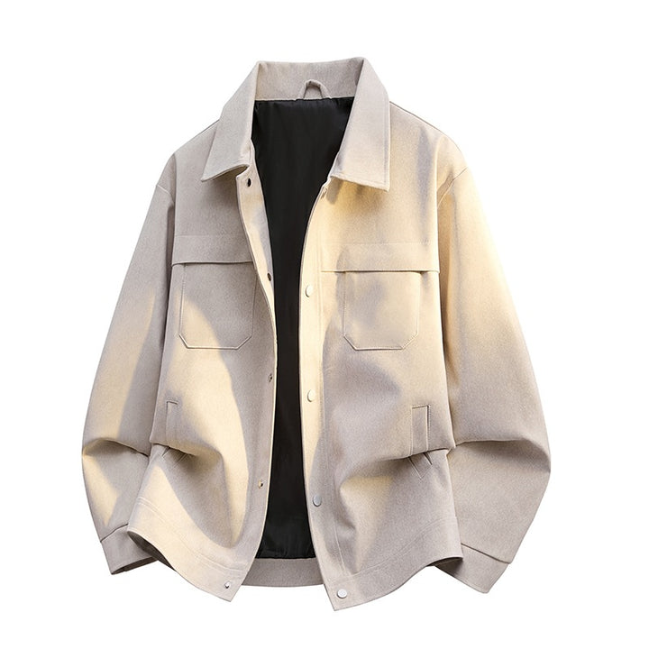 Men's transitional overshirt in suede look with chest flaps, warming lining & concealed snap button placket Mune Fashion