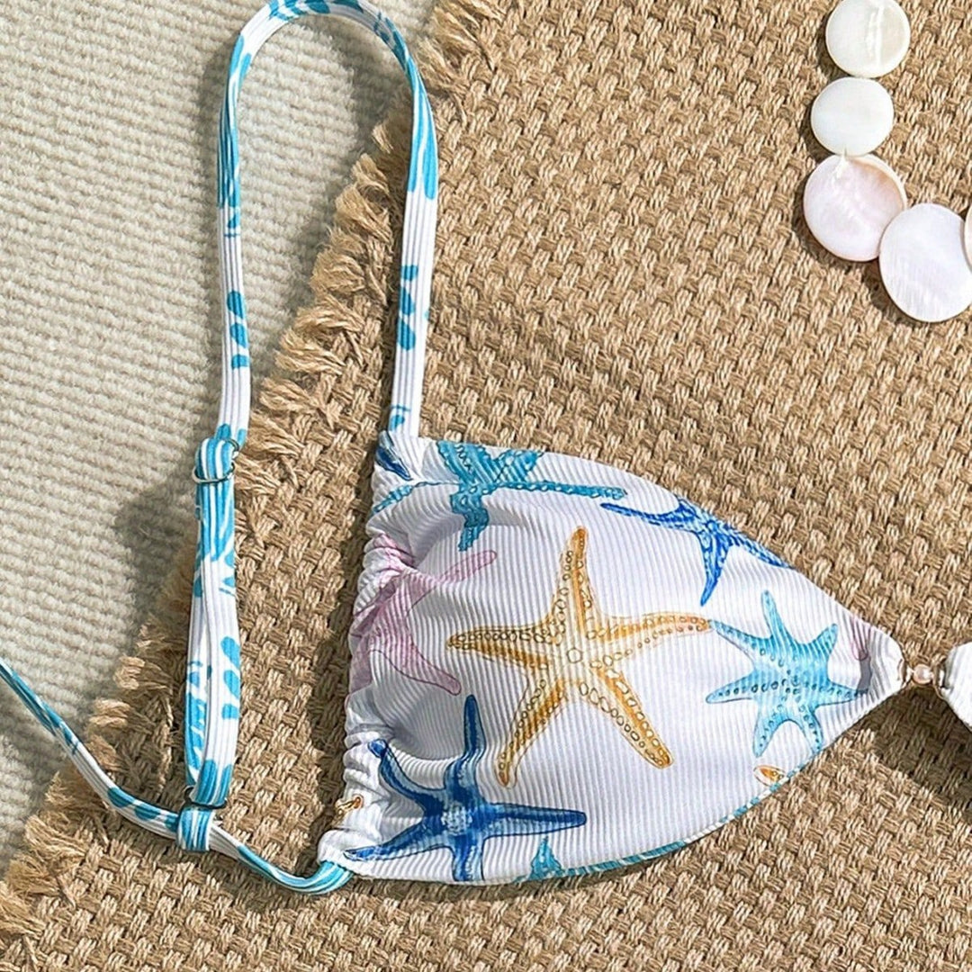 Women's Triangle Bikini with Maritime Star Pattern Mune Fashion