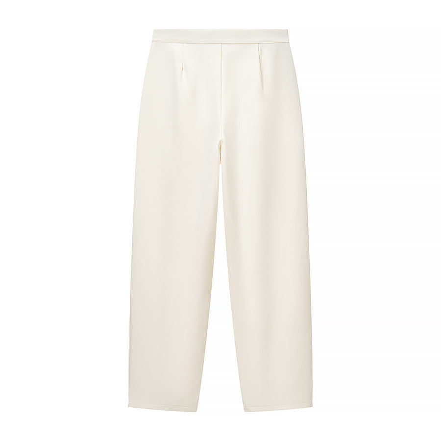 Women's high-waisted wide trousers with pleats, crease and side pockets Mune Fashion