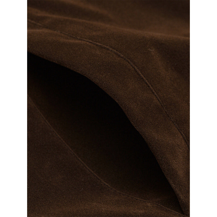 Men's short jacket made of suede look with decorative shoulder buckles and concealed zipper Mune Fashion