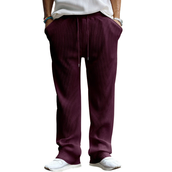 Men's ribbed comfort lounge pants with straight cut drawstring waist and deep side pockets Mune Fashion