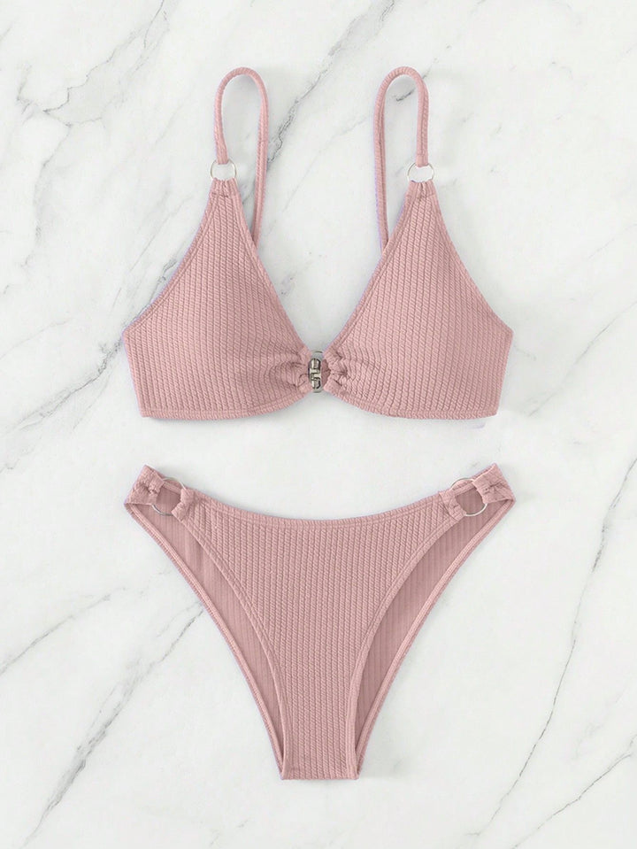 Ladies triangle bikini with ring embellishments Mune Fashion