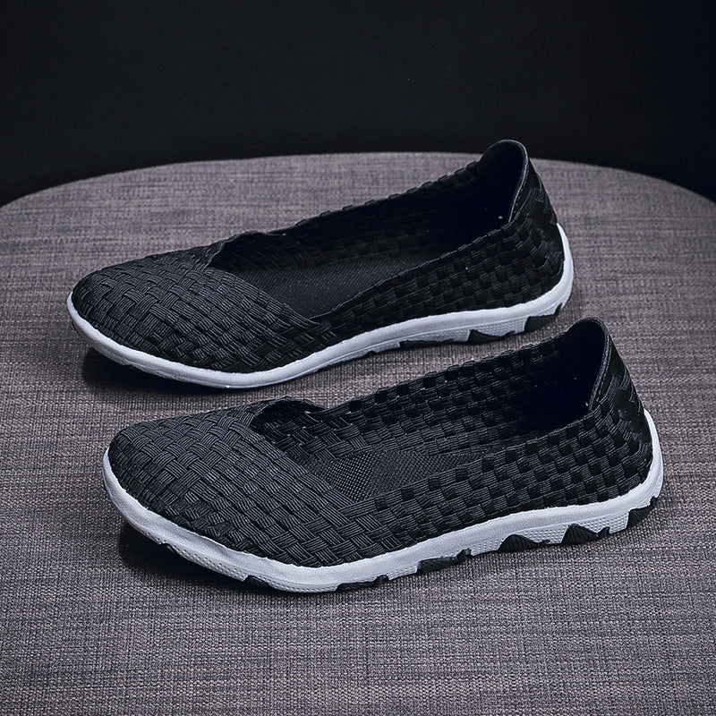Women's knitted slip-on casual shoe with braided upper material and non-slip flexible sole Mune Fashion