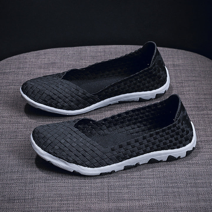 Women's knitted slip-on casual shoe with braided upper material and non-slip flexible sole Mune Fashion