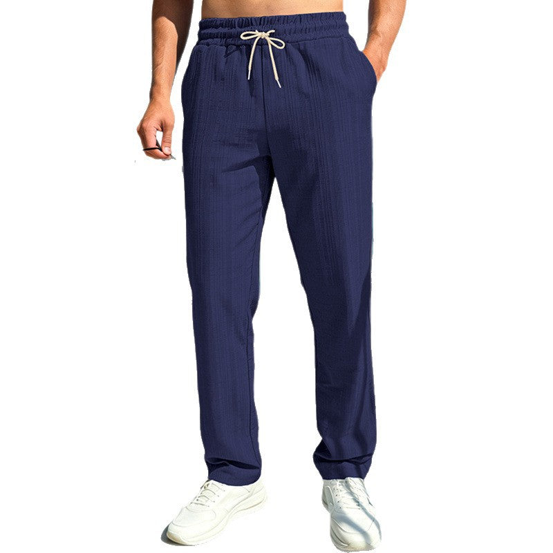 Men's maritime leisure pants with tonal ribbed structure, drawstring & side pockets Mune Fashion