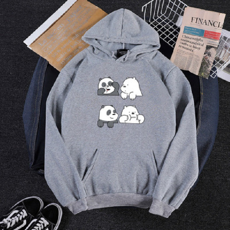 Unisex hooded sweatshirt with cute comic animal print, kangaroo pocket and soft fleece inner lining Mune Fashion