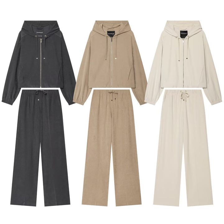 Women's Wide Palazzo Lounge Pants with Drawstring and Crease Mune Fashion