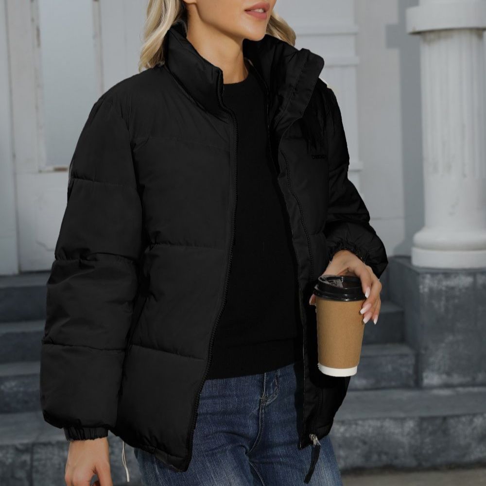 Women's Padded Oversize Quilted Jacket with Stand-up Collar and Drawstring Hem Mune Fashion