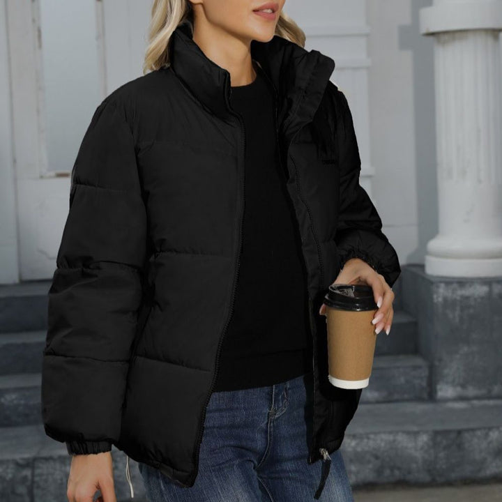 Women's Padded Oversize Quilted Jacket with Stand-up Collar and Drawstring Hem Mune Fashion