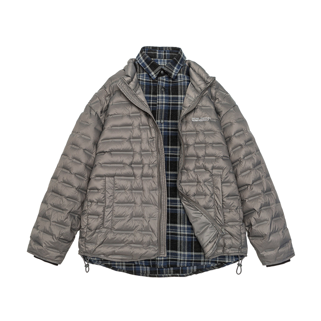 Men's lightweight quilted hybrid jacket with checked lining and drawstring Mune Fashion