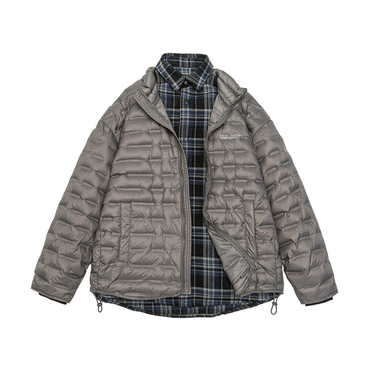 Men's lightweight quilted hybrid jacket with checked lining and drawstring Mune Fashion