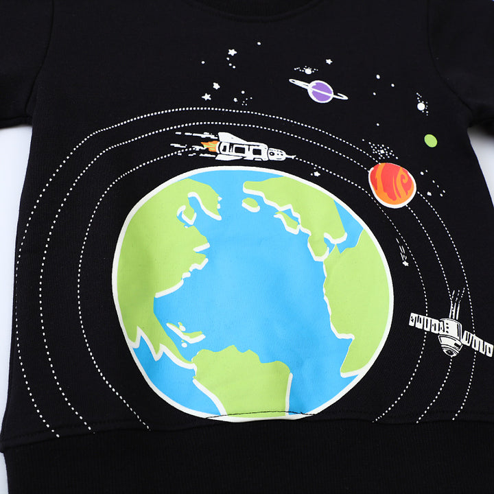 Kids Sweatshirt with Luminous Space Design Mune Fashion