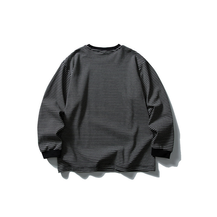 Unisex Oversize Longsleeve in maritime look with fine striped texture and ribbed collar Mune Fashion