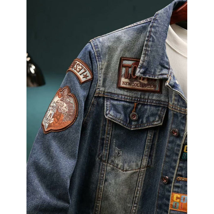 Men's Fashion Denim Jacket with Embroidered Details Mune Fashion