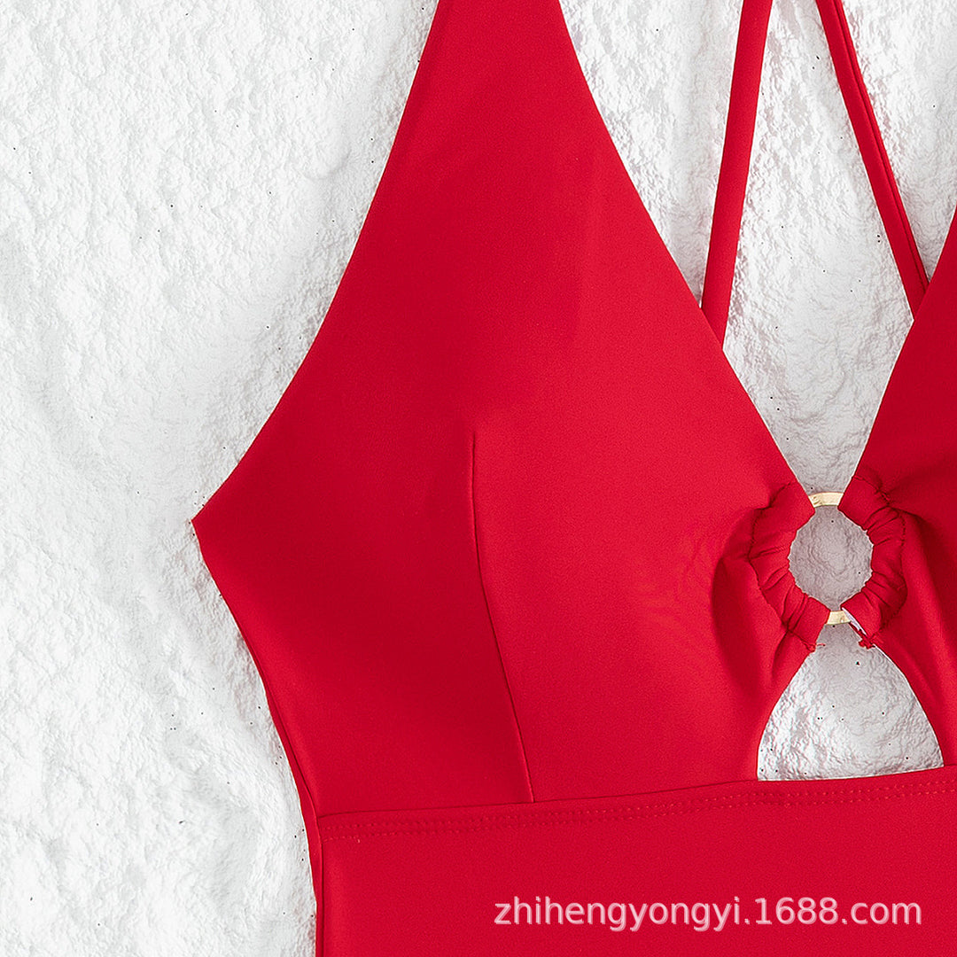 Women's One-Piece Swimsuit with Stylish Cut-Out Mune Fashion