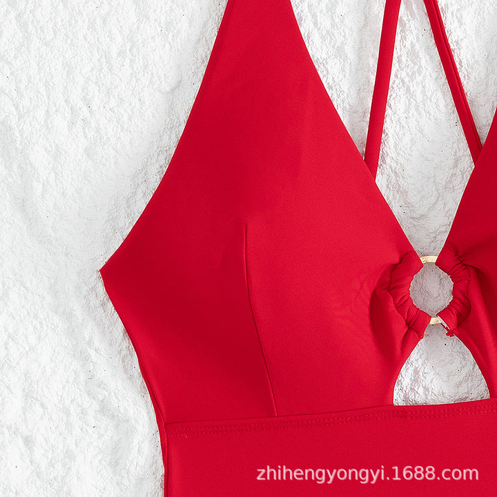 Women's One-Piece Swimsuit with Stylish Cut-Out Mune Fashion