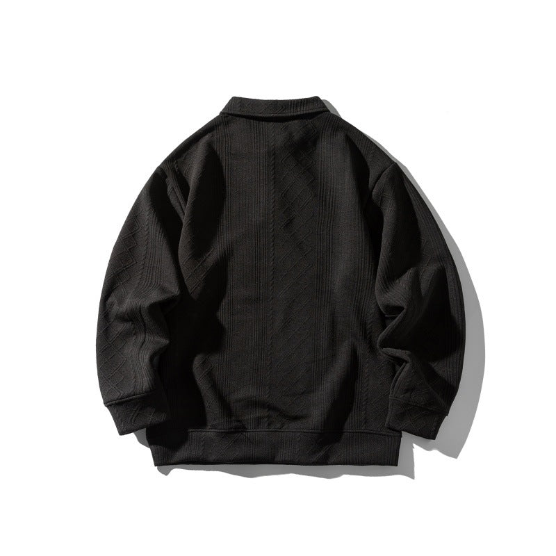 Unisex Structured Polo Shirt - Oversized Knit Sweater with Cable and Diamond Knit Mune Fashion