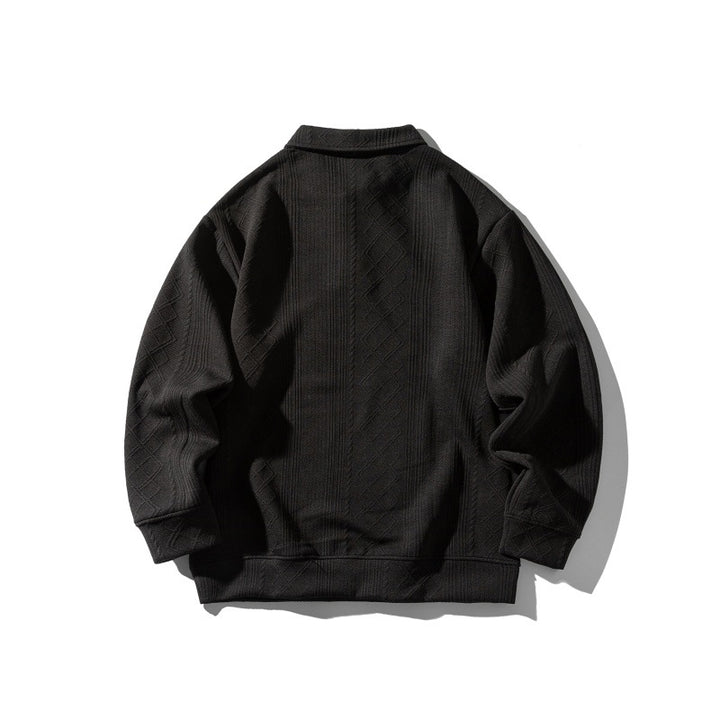 Unisex Structured Polo Shirt - Oversized Knit Sweater with Cable and Diamond Knit Mune Fashion