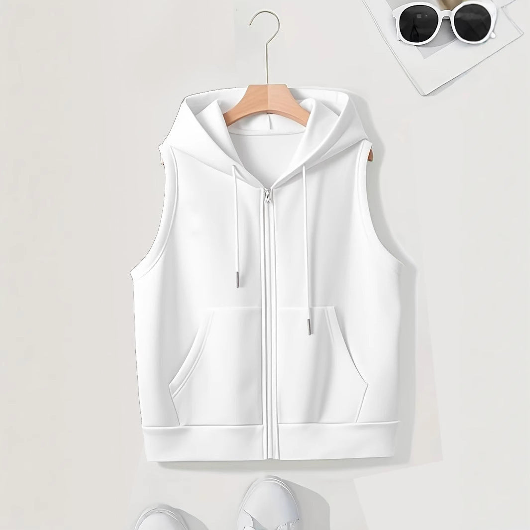 Ladies sporty hooded vest with zipper and practical pockets Mune Fashion
