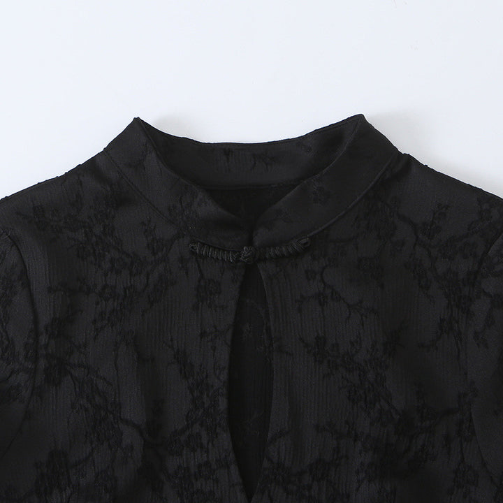Women's Sleeveless Cheongsam-Inspired Top with Stand Collar and Decorative Button Placket Mune Fashion