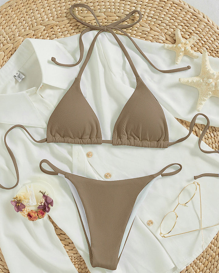 Ladies Triangular Bikini with fine ribbed effects and customizable fit Mune Fashion