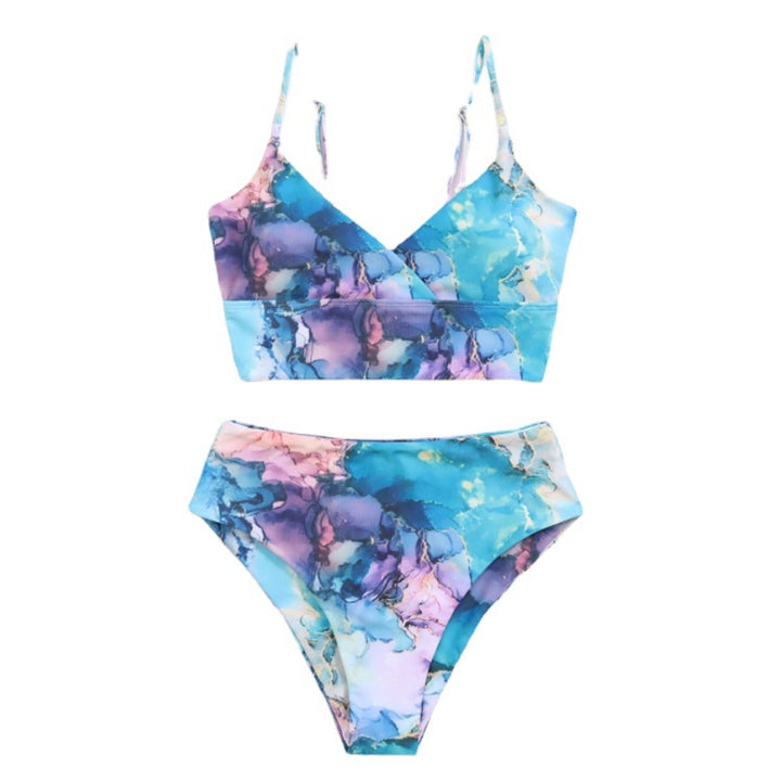 Women's Bikini Set with Crossed Top and Floral Details Mune Fashion