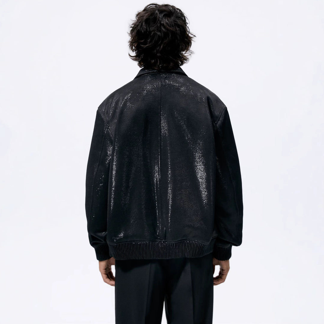 Men's lightweight field jacket made of technical material with applied flap pockets and stand-up collar Mune Fashion