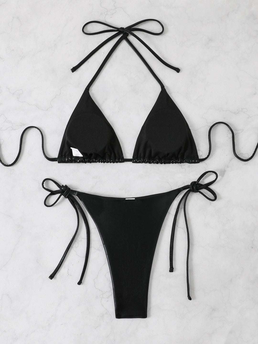 Women's Shiny Triangle Bikini Set with Adjustable Straps Mune Fashion