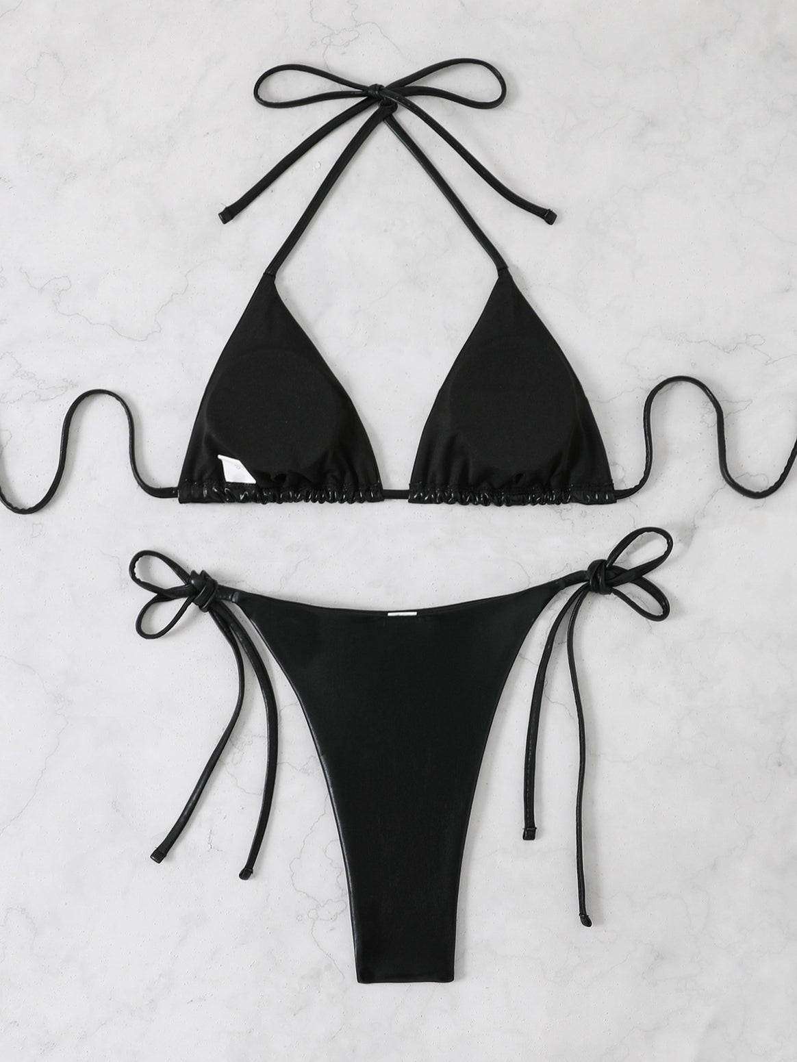 Women's Shiny Triangle Bikini Set with Adjustable Straps Mune Fashion