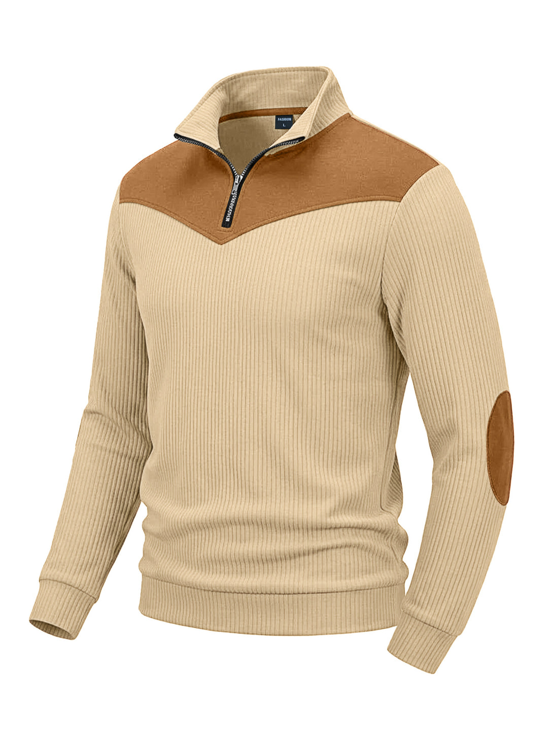 Men's knit sweater with turtleneck, ribbed structure and elbow patches Mune Fashion