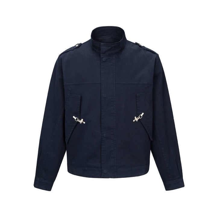 Men's short jacket in field style with funnel collar, shoulder flaps, and utility pockets Mune Fashion