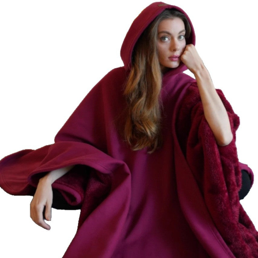 Unisex hooded poncho blanket with soft lining and generous oversized fit Mune Fashion