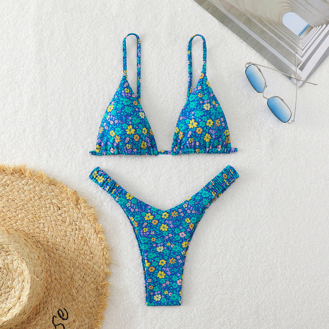 Women's Triangle Bikini with Floral Patterns Mune Fashion