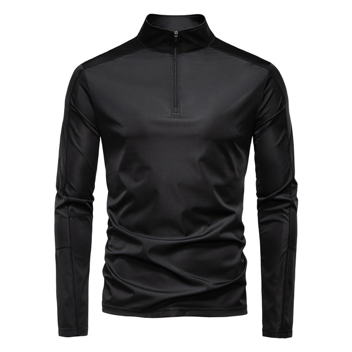 Men's functional long sleeve shirt with stand-up collar and half zipper Mune Fashion