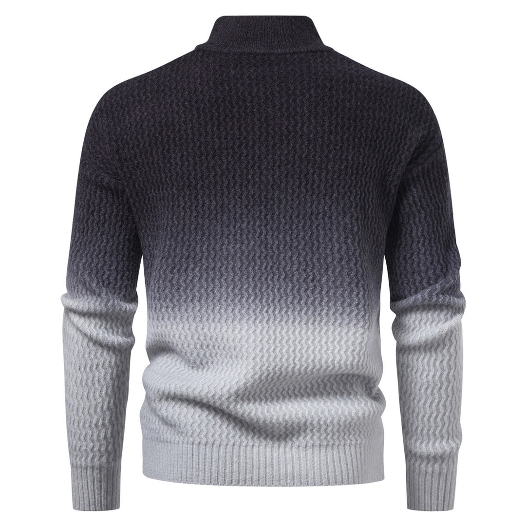 Men's fine-knit half-zip pullover with textured wave pattern and standing collar Mune Fashion