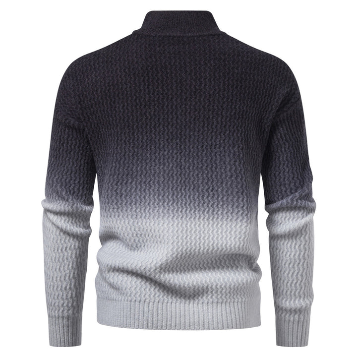 Men's fine-knit half-zip pullover with textured wave pattern and standing collar Mune Fashion